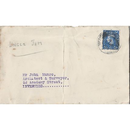GB circa 1940 cover to Inverness containing a letter from Jim Munro