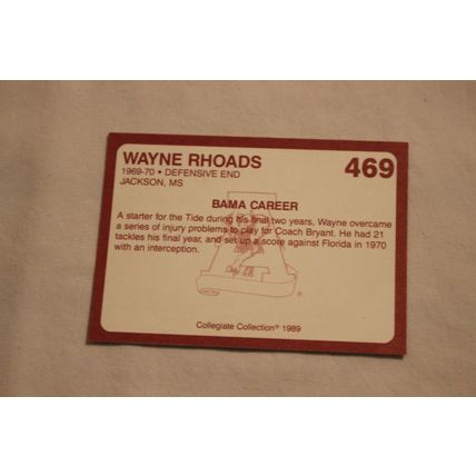 Wayne Rhodes 1989 Collegiate Collection Alabama's Finest NO. 469