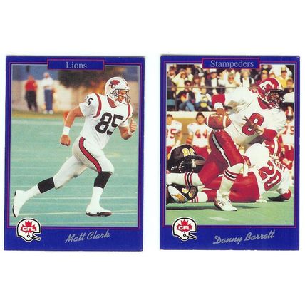 2x CFL Football Jogo 1991 Danny Barrett/Matt Clark
