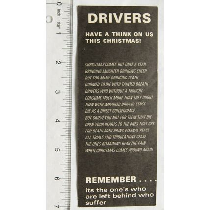 Vintage bookmark - Camden Public Safety Committee - Drivers have a Think on us