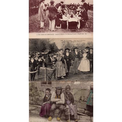 Une Noce En Bretagne Wedding Brittany 3x French Fashion Antique Postcard s