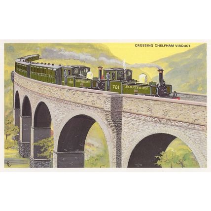 Southern Railways 761 Train At Chelpham Viaduct Postcard