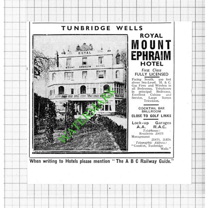 Royal Mount Ephraim Hotel Tunbridge Wells Kent Small Advert - 1964 Cutting