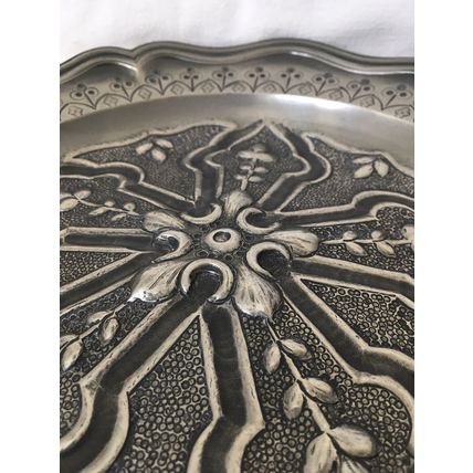 Stunning Pewter Tray Fruit Tray Wall Plaque With Axe & Star Stamps Collectable