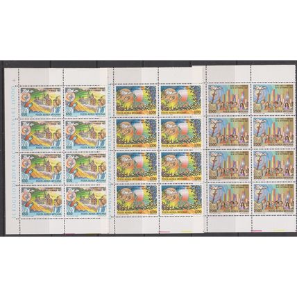 VATICAN CITY 1988 The Journeys of Pope John Paul II. Blocks of 8 MNH (p463)