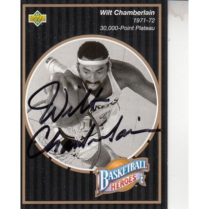 WILT CHAMBERLAIN 1992 AUTOGRAPHED LOS ANGELES LAKER HOF WORLD CHAMPION CENTER