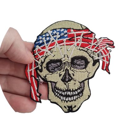 Patch Skull Iron Sew Embroidered Badge Biker Jacket Clothes Applique Pirate P571