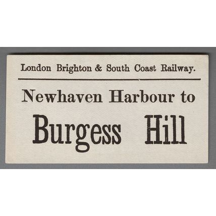LONDON BRIGHTON & SOUTH COAST RAILWAY LUGGAGE LABEL - NEWHAVEN HARB.- BURGESS H.