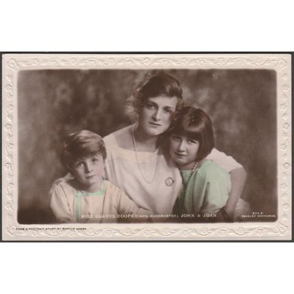 Actress Miss Gladys Cooper with John and Joan, c.1920 - Beagles RP Postcard