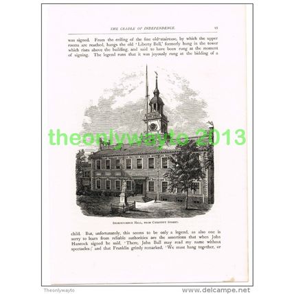 INDEPENDENCE HALL, CHESTNUT STREET, PHILADELPHIA, USA, BOOK ILLUSTRATION 1891