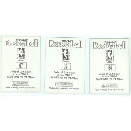 3x 93/94 Panini Stickers Seattle Supersonics 64/66/67