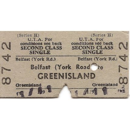 U.T.A. Edmondson Ticket - Belfast York Road to Greenisland