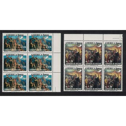 Bolivia America Voyages of Discovery Paintings UPAEP Blocks of 6 1991 MNH