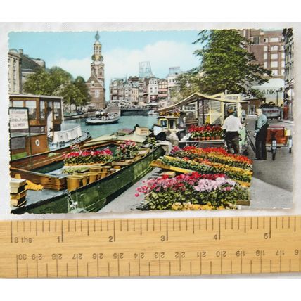1960 postcard Amsterdam, Flowermarket, Singel