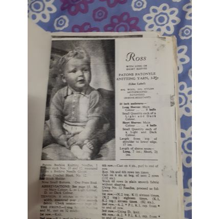 vintage knitting pattern book, copied patons #R21 selection shown