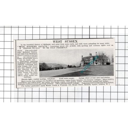 The Wispers Estate Midhurst West Sussex - 1927 Small House Sale Advert