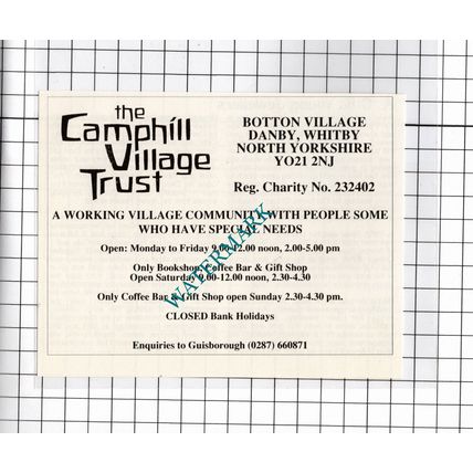 The Camphill Village Trust Botton Village Danby North Yorkshire - 1990 Advert