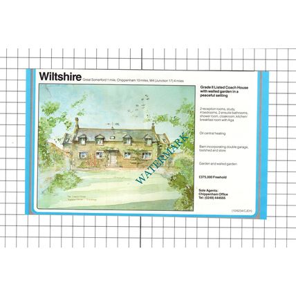 Great Somerford Wiltshire House Sale Advert - c.1990 Clipping / Print