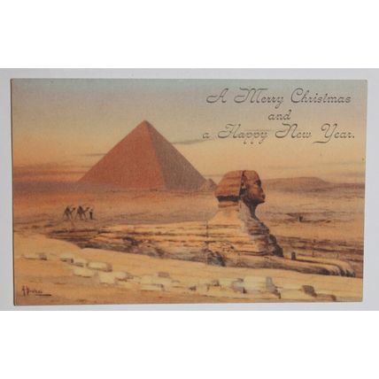 Egypt Postcard - Giza, The Sphinx & Great Pyramid - With Christmas Greetings