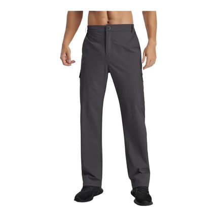 2x Mens Cargo XL Trousers Work Wear Slim Fit Casual Pants 6 Pockets Dark Grey