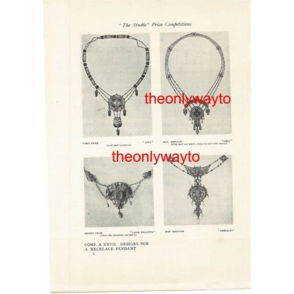 DESIGNS FOR A NECKLACE PENDANT, Book Illustration (Print), 1911