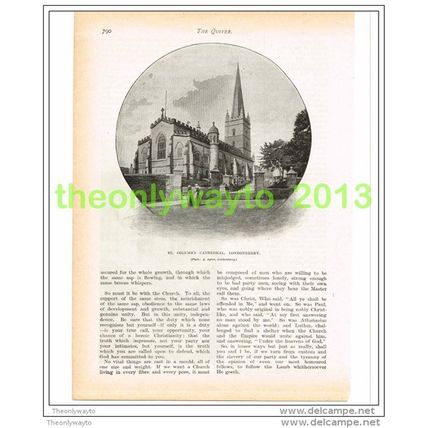 ST COLUMBS CATHEDRAL, LONDONDERRY, NI, THE QUIVER, Book Illustration, c1897