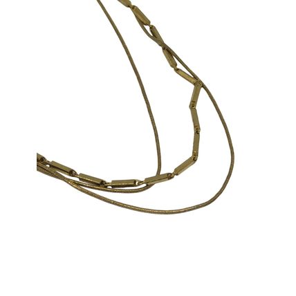 Gold Tone Layered Chain Necklace Princess Length
