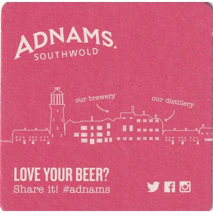 BEER MAT - ADNAMS BREWERY - LOVE YOUR BEER - (Cat No 132) - (2016)