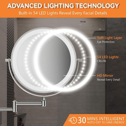 1X/20X Wall Mounted Makeup Mirror with Light, 8" Double-Sided Magnifying Mirror,