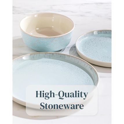 12 Piece Dinnerware Sets for 4 - Modern Style Stoneware Dinnerware Set - Scratch
