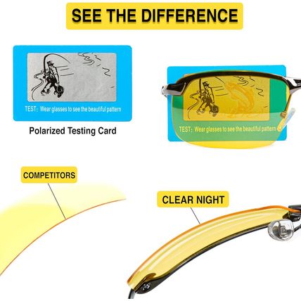 Night Driving Glasses anti Glare Polarized with Stylish Case - Night Vision/ Tac
