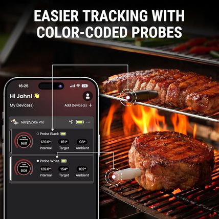 Tempspike Wireless Meat Thermometer Digital with App, Wifi & Bluetooth BBQ Grill