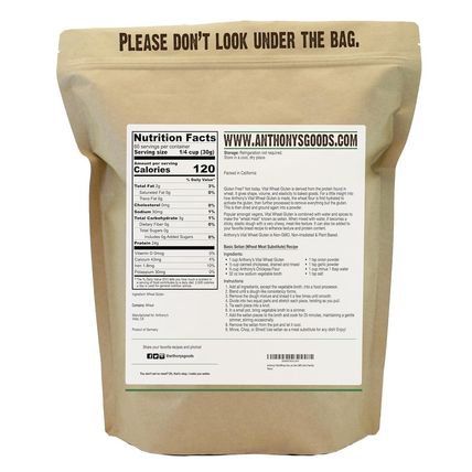 Anthony'S Vital Wheat Gluten, 4 Lb, Vegan, Non GMO, Keto Friendly, Low Carb