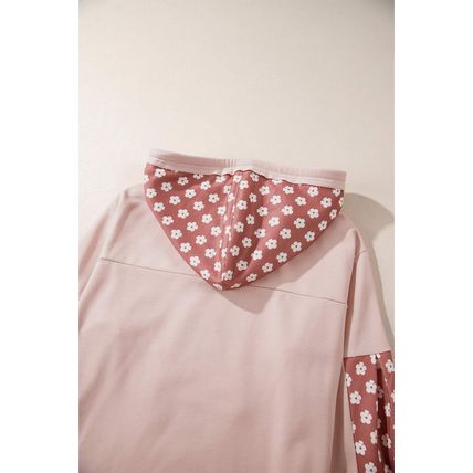 Delicacy Floral Patchwork Star Pattern Drawstring Hoodie