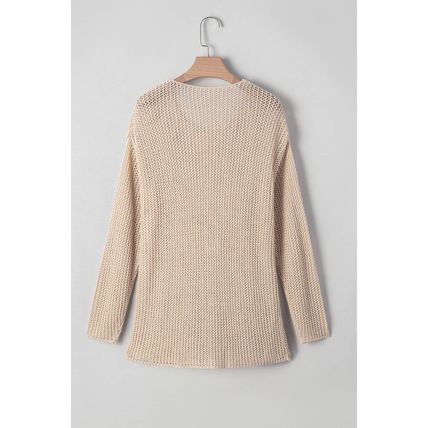 Smoke Gray Crochet Hollow-out Jumper Top Sweater