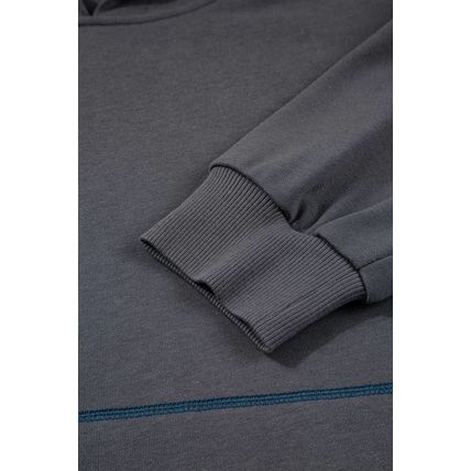 Carbon Grey Star Patchwork Contrast Stitching Mineral Wash Kangaroo Pocket Vinta