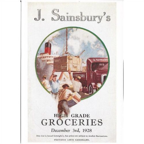 Price list for Sainsbury's groceries, 1928.