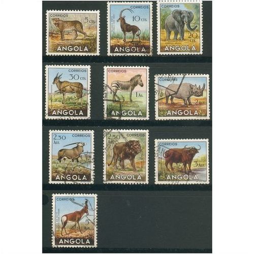 Angola 1953 - Angola Fauna x 10 - MH & used