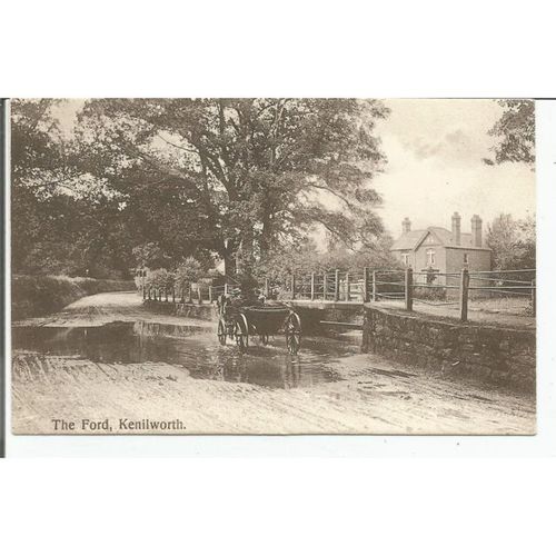 POSTCARD of HORSE DRAWN CARRIAGE CROSSING FORD at KENILWORTH WARWICKSHIRE (594)