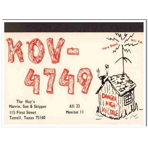 kov-4749 marvin hay terrell texas 1960s cb qsl card vintage postcard