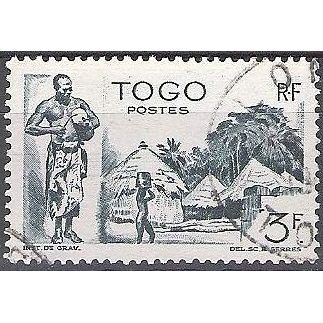 Togo 1947 Michel 204 O Cote (2002) 0.80 € Village et batteur Cachet rond