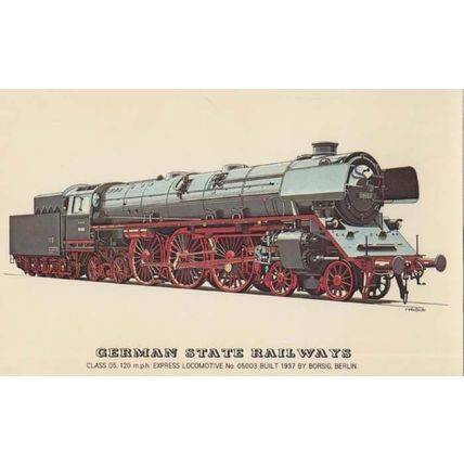 German State Railways Borsig Berlin 05003 Locomotive Express 5 Train Postcard