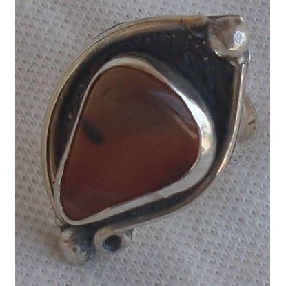 Amber glass silver ring- MT09