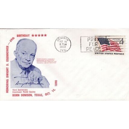 United States 1959 Eisenhower 69th Birthday FDC Denison Cancel unaddressed VGC