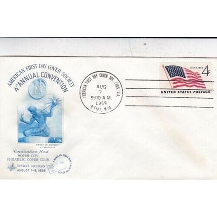United States 1959 First Day Cover Society 4th Convention FDC Detroit Cancel VGC