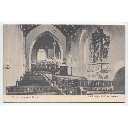 Brent Knoll Church Interior Postcard Somerset Publisher J & B Pople