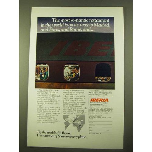 1970 Iberia Airlines Ad - Most Romantic Restaurant