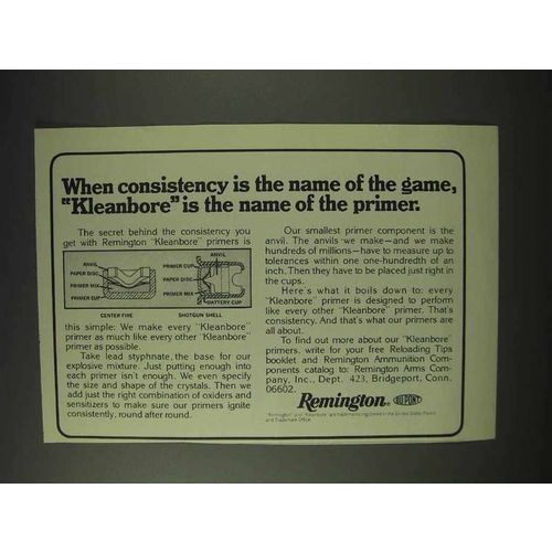 1976 Remington Kleanbore Primers Ad - Consistency