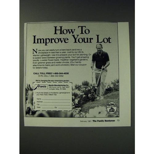 1987 Mantis Lightweight Tiller Ad - How to improve your lot
