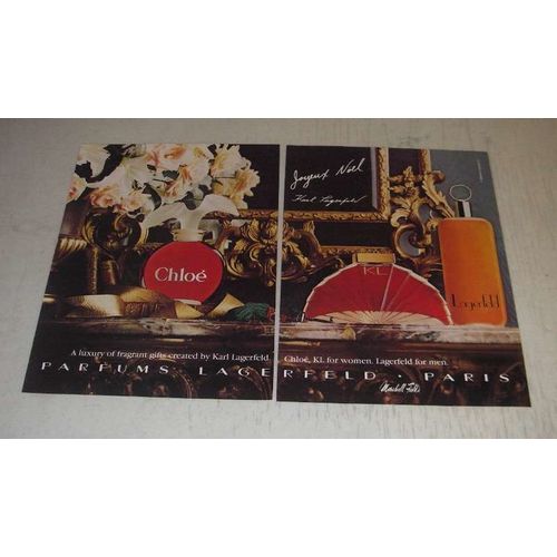 1989 Karl Lagerfeld Ad - Chloe Perfume, KL for Women and Lagerfeld for Men